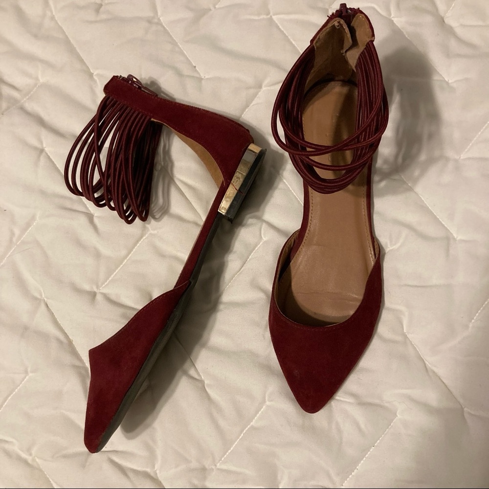 Maroon Suede Flats
